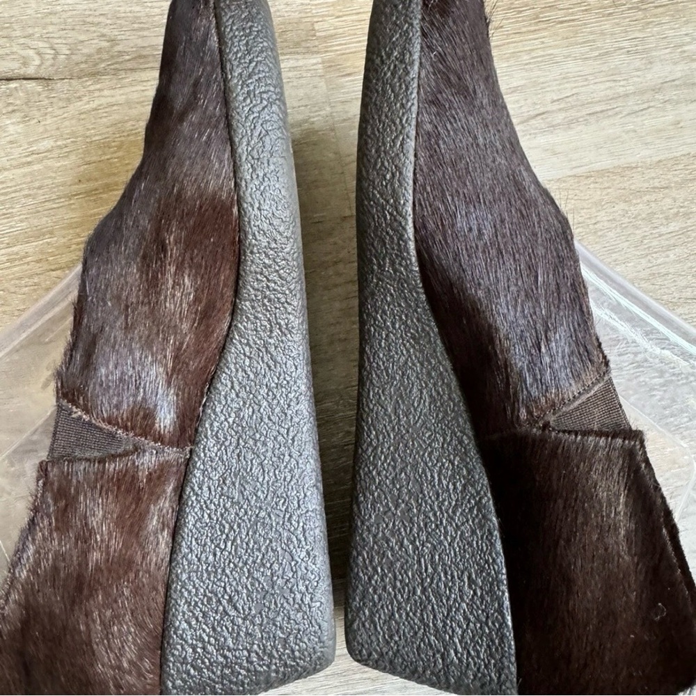 Via Spiga Italy Women’s Real Fur Wedge Size 7.5 Brown Mobwife Boho Retro 70s - Picture 7 of 12